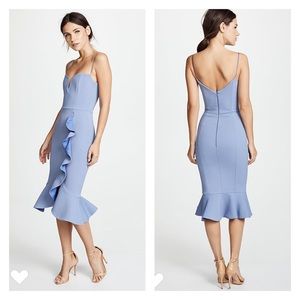 NICHOLAS Bandage Frill Wrap Dress Dusty Blue